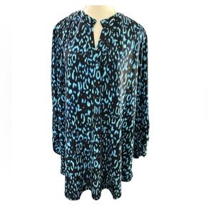 Dear Scarlett Blue Leopard Print Blouse